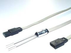 Kabelkonfektion, Glasbruch-Alarmstecker-Set, gasdichte Isolierglasdurchführung, mit 4xAWG26 Flachbandkabel, halogenfrei.